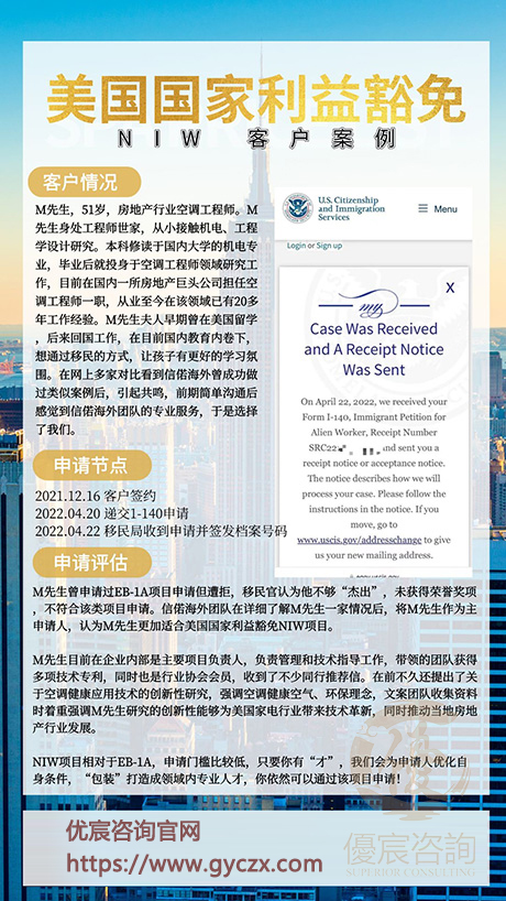 【美国】恭喜M先生选择优宸移美成功